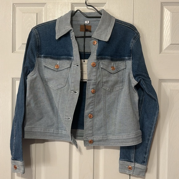 Judy Blue Color Block Button Down Long Sleeve Denim Jacket - Picture 9 of 15
